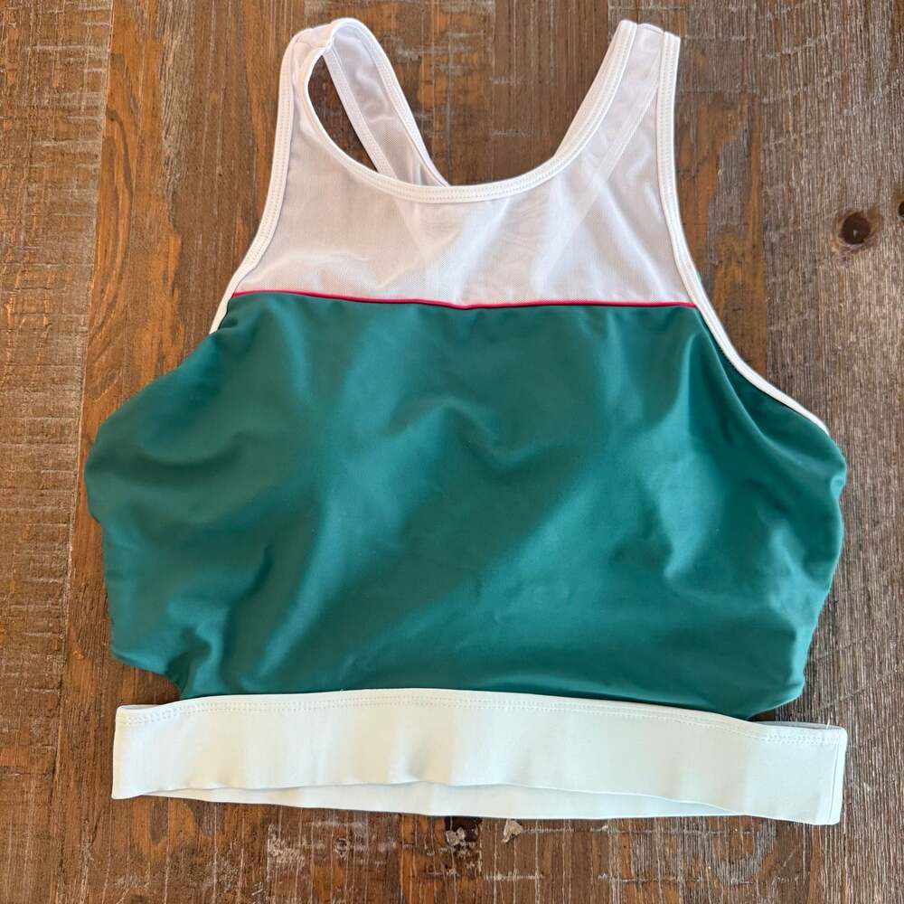 Nani Swimwear High-Neck Color Block Crop Bikini Top